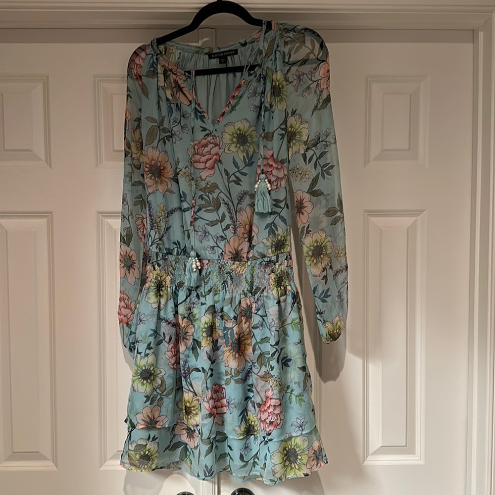 Boston Proper Chiffon dress, lightweight floral boho style